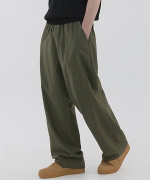 린넨 라이크 세미 와이드 팬츠 (카키)