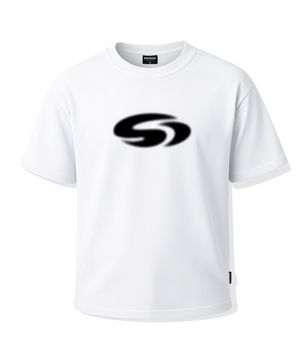 블러 심볼 로고 코튼메쉬 오버핏 반팔 티셔츠 (화이트)