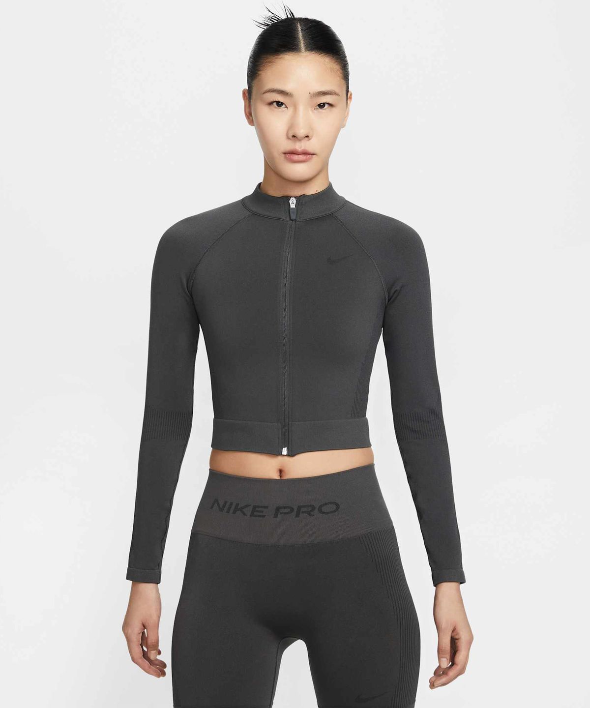 나이키(NIKE) 프로 풀집 트레이닝 탑 W - 다크 스모크 그레이 / IO4467-070