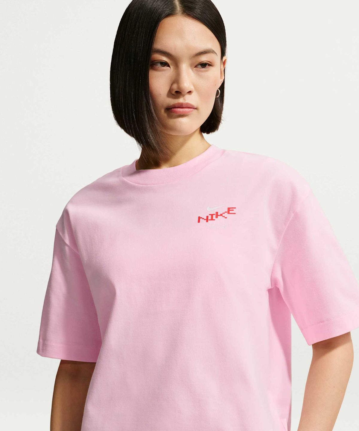 나이키(NIKE) 스포츠웨어 오버사이즈 미드 크롭 티셔츠 W - 핑크 폼 / IV3241-663