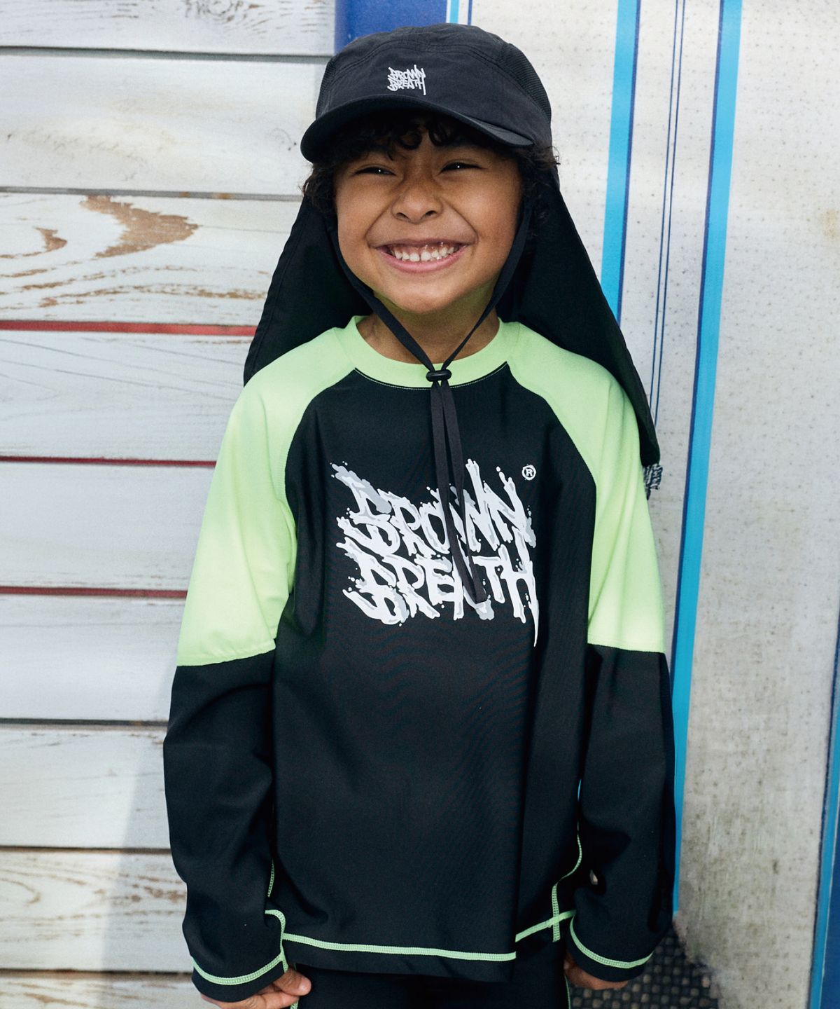 브라운브레스 키즈(BROWNBREATH KIDS) KIDS COLOR BLOCK RASH GUARD TEE - BLACK