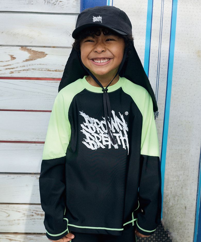 KIDS COLOR BLOCK RASH GUARD TEE - BLACK