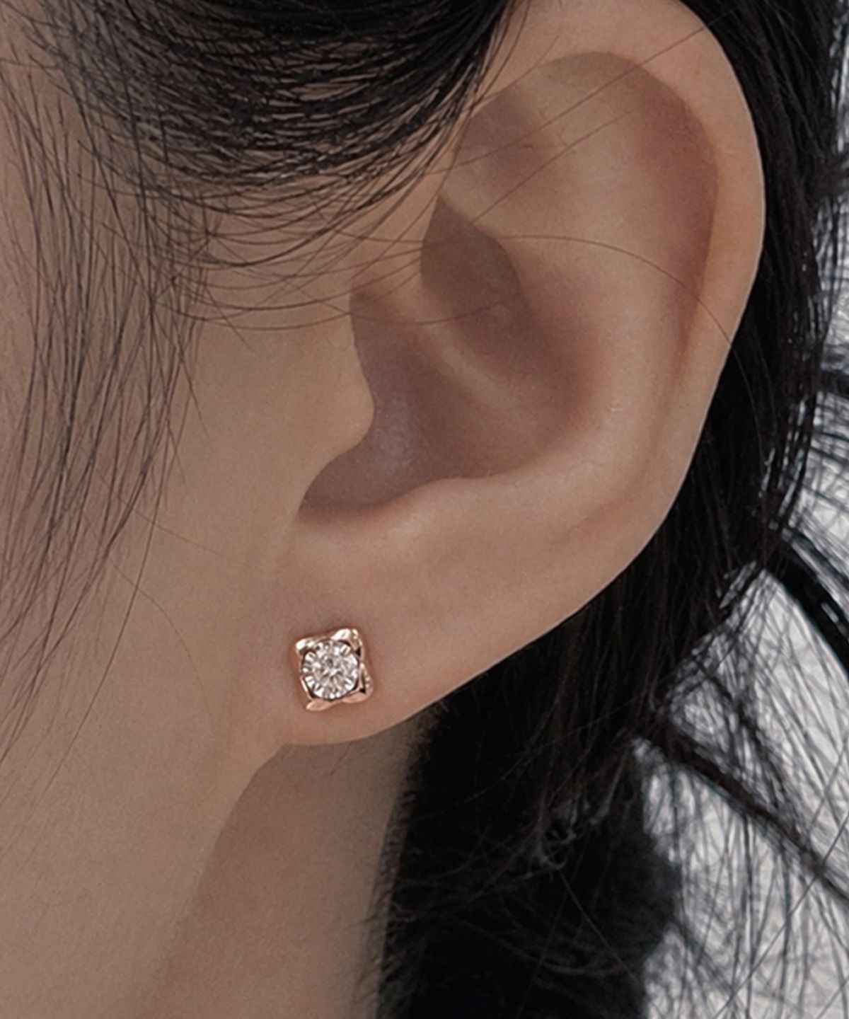 러비앤비(LOVEENB) [14K gold] 로제 랩다이아몬드 귀걸이