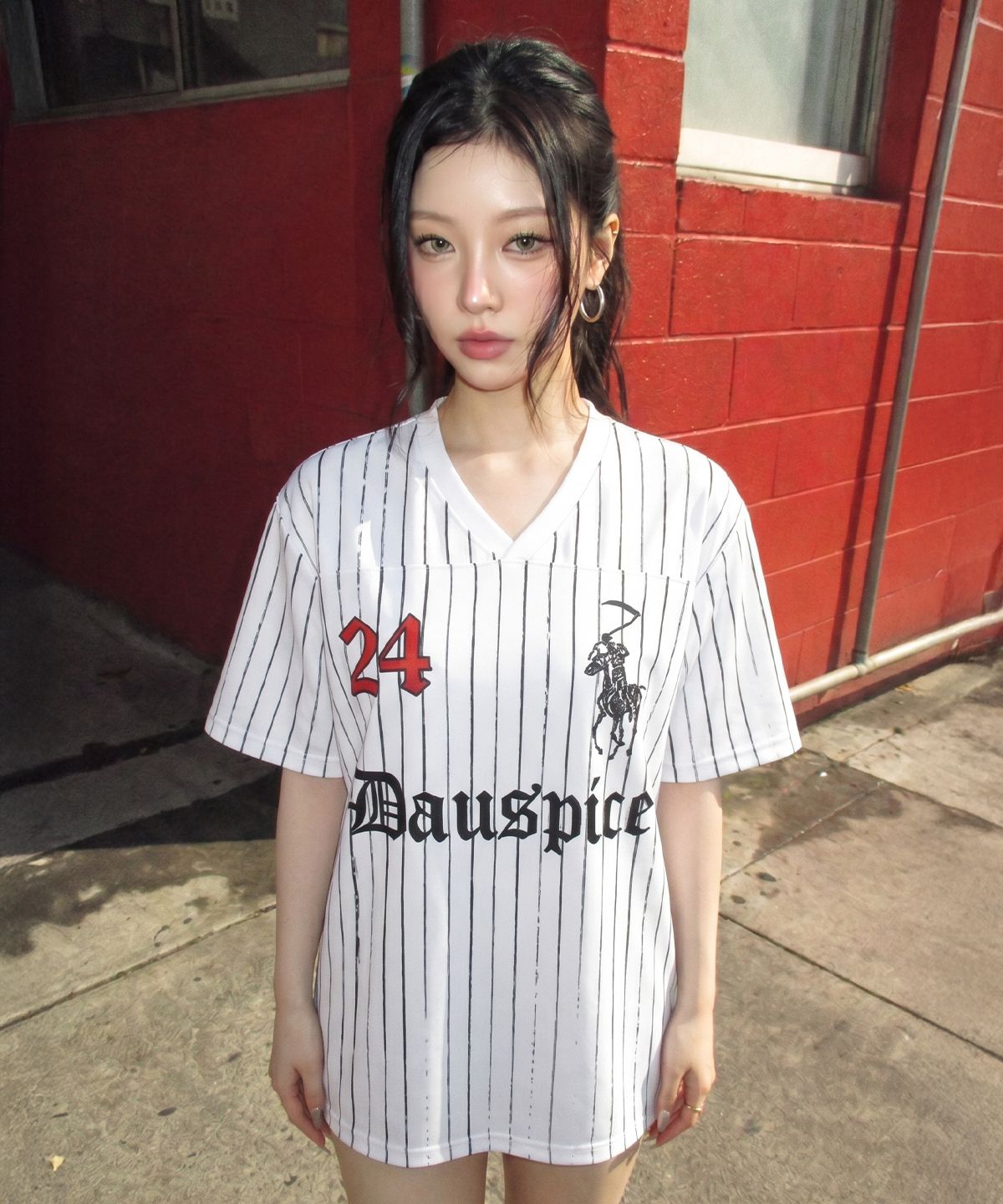 디오스피스(DAUSPICE) BB STRIPE FOOTBALL JERSEY White