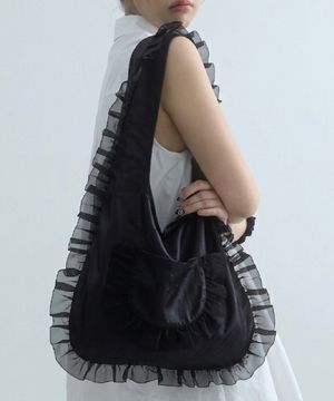 Lustre Shirring Bag-Black