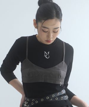 Medal Ribbon Bustier-Beige Gray