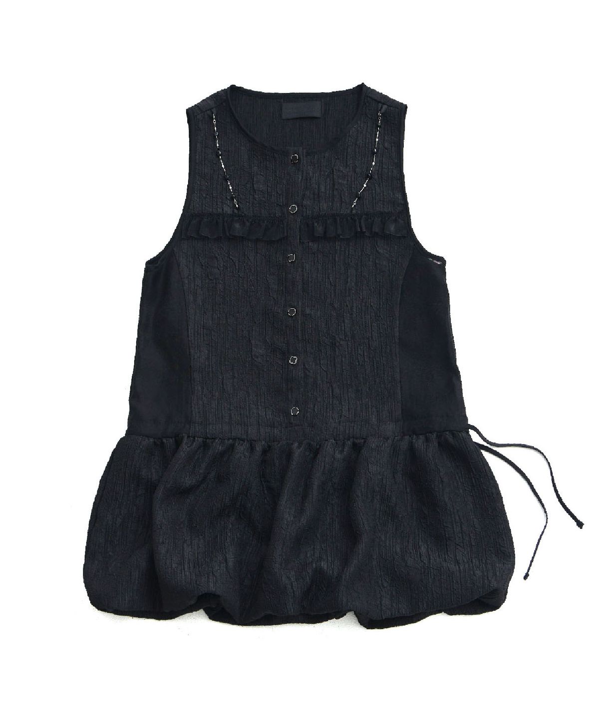 무아르모아(MOIREMOA) Veil Shirring Volume Dress-Black