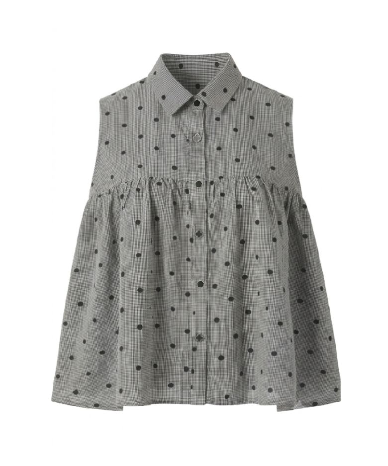 Dot Ruched Blouse-Black