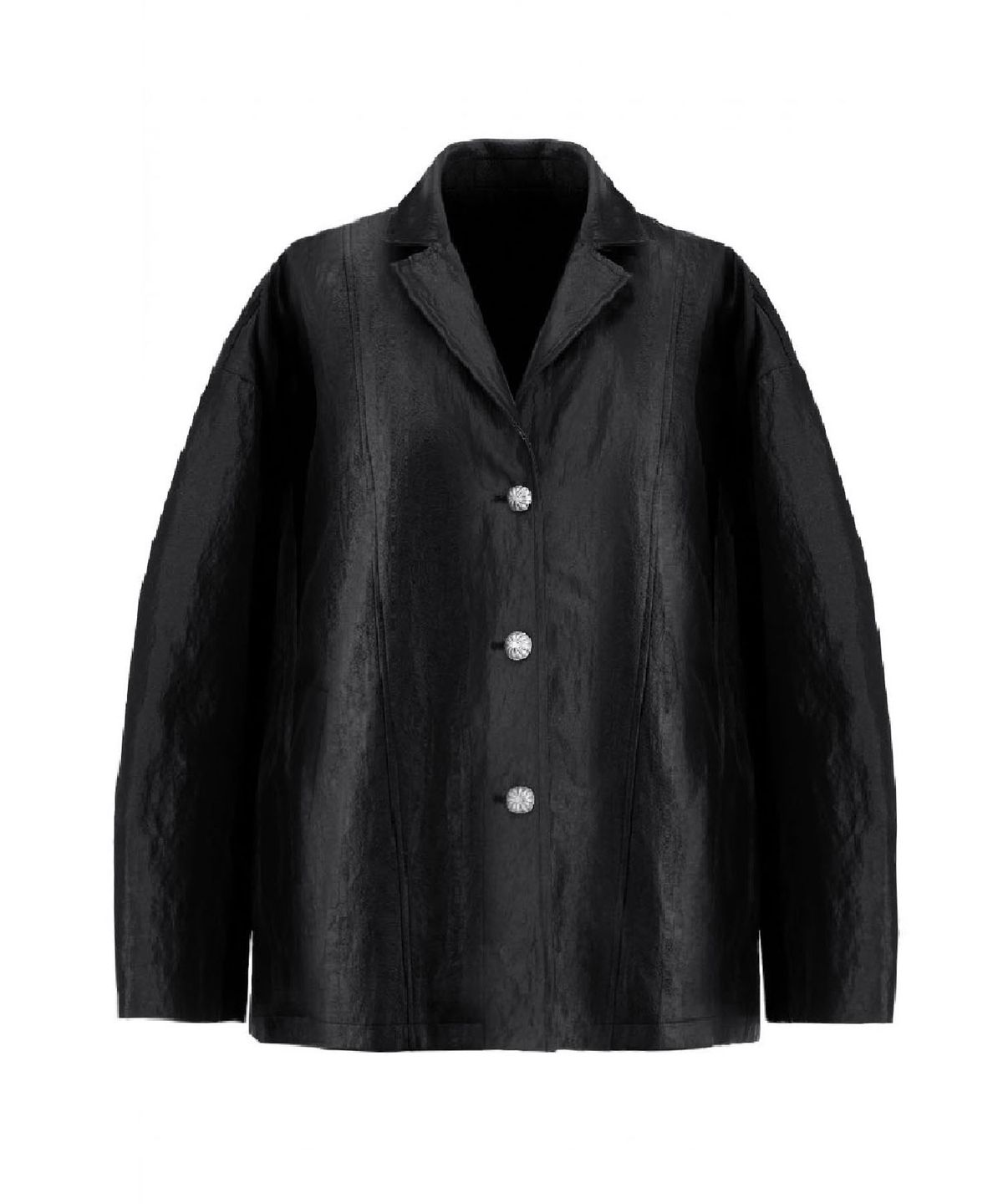 무아르모아(MOIREMOA) Lustre Fold-Back Jacket-Black