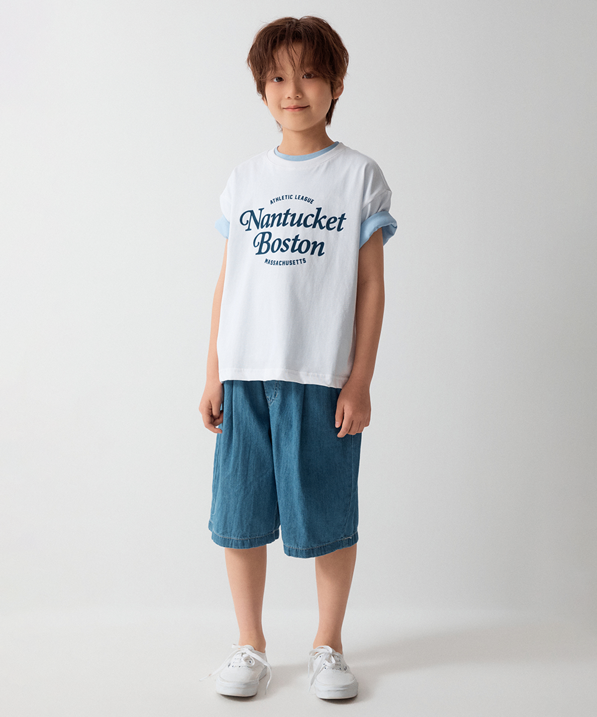 스파오 키즈(SPAO KIDS) [키즈] 쿨 경량 5부 데님 쇼츠_SPTNG25KU1