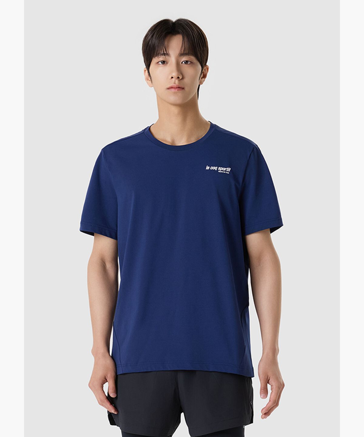 르꼬끄(LECOQ) 남성 메쉬 하이브리드 반팔티 - 네이비 QR221ERS55