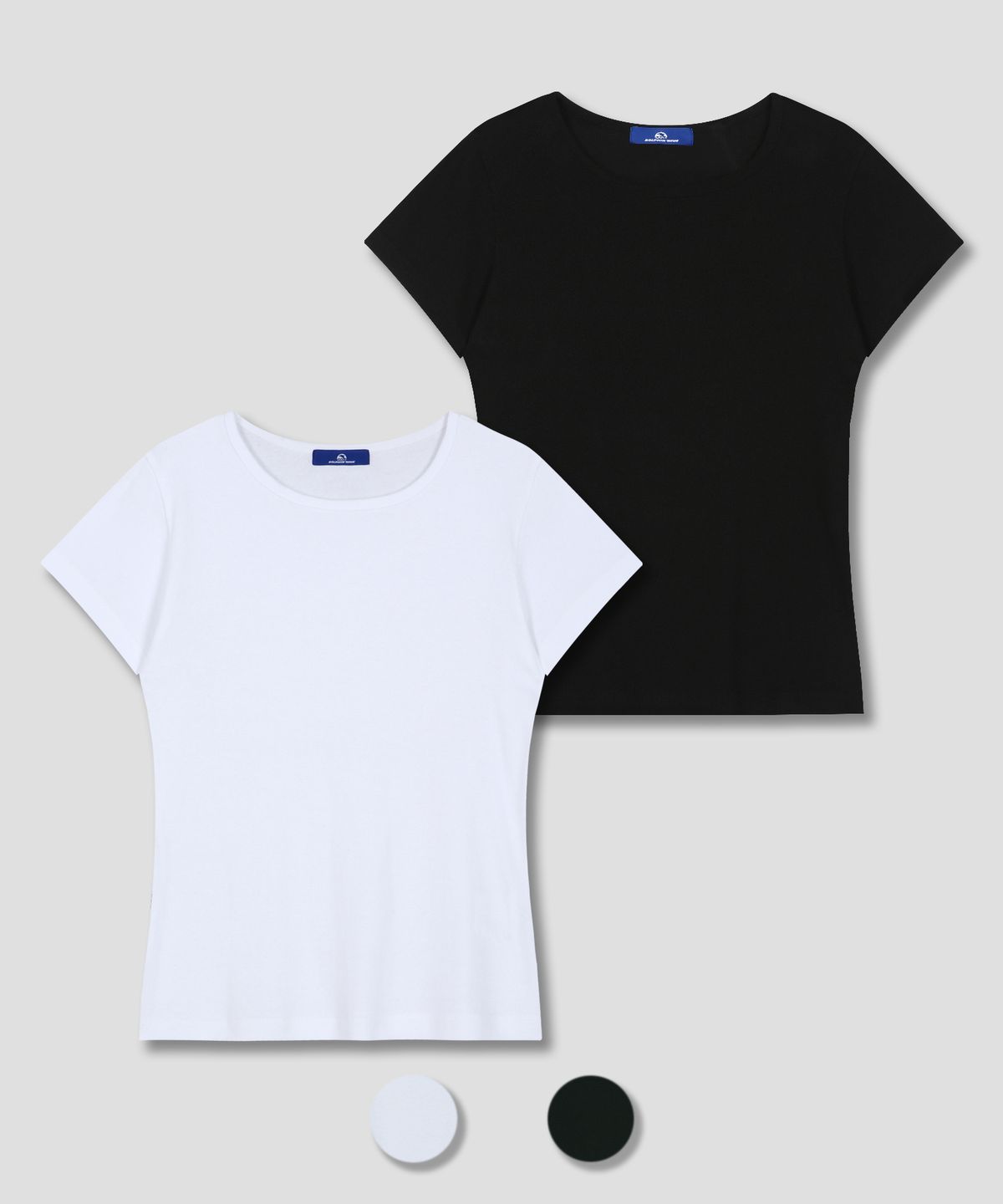 돌핀웨이브어패럴(DOLPHIN WAVE APPAREL) [2PACK] 돌핀 코튼 베이직 슬림핏 반팔 티셔츠 2팩