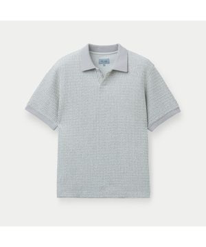 조직감 오픈 카라 반팔 티셔츠 SATAM26721IVX