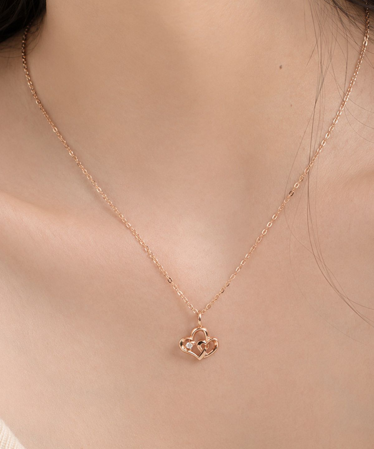 러비앤비(LOVEENB) [14K gold] 더블 하트 목걸이