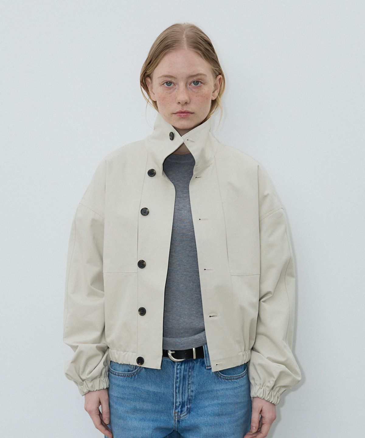 모헤(MOHAE) High neck cotton blouson _ beige