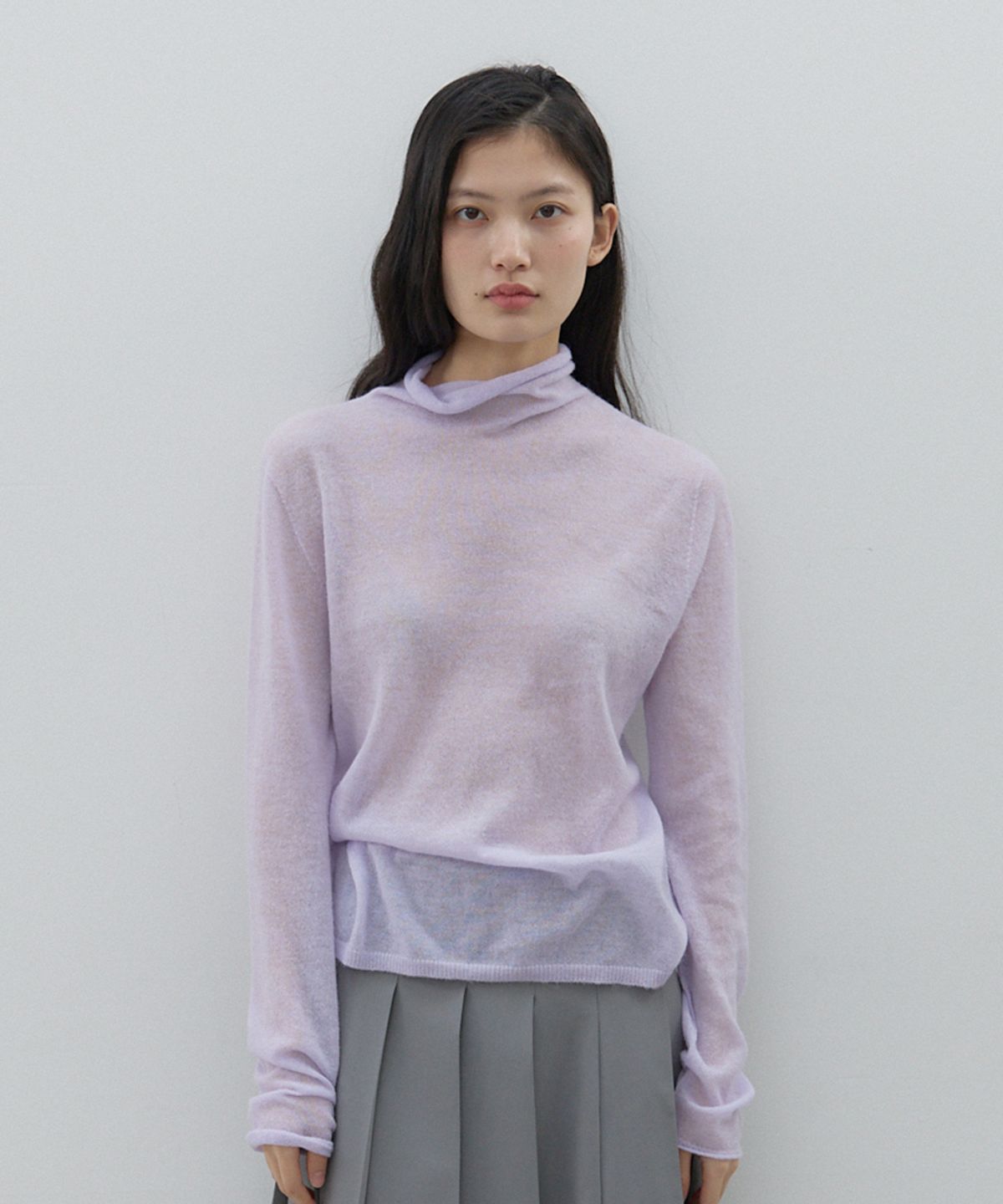 모헤(MOHAE) Whole garment wool high neck knit _ lavender