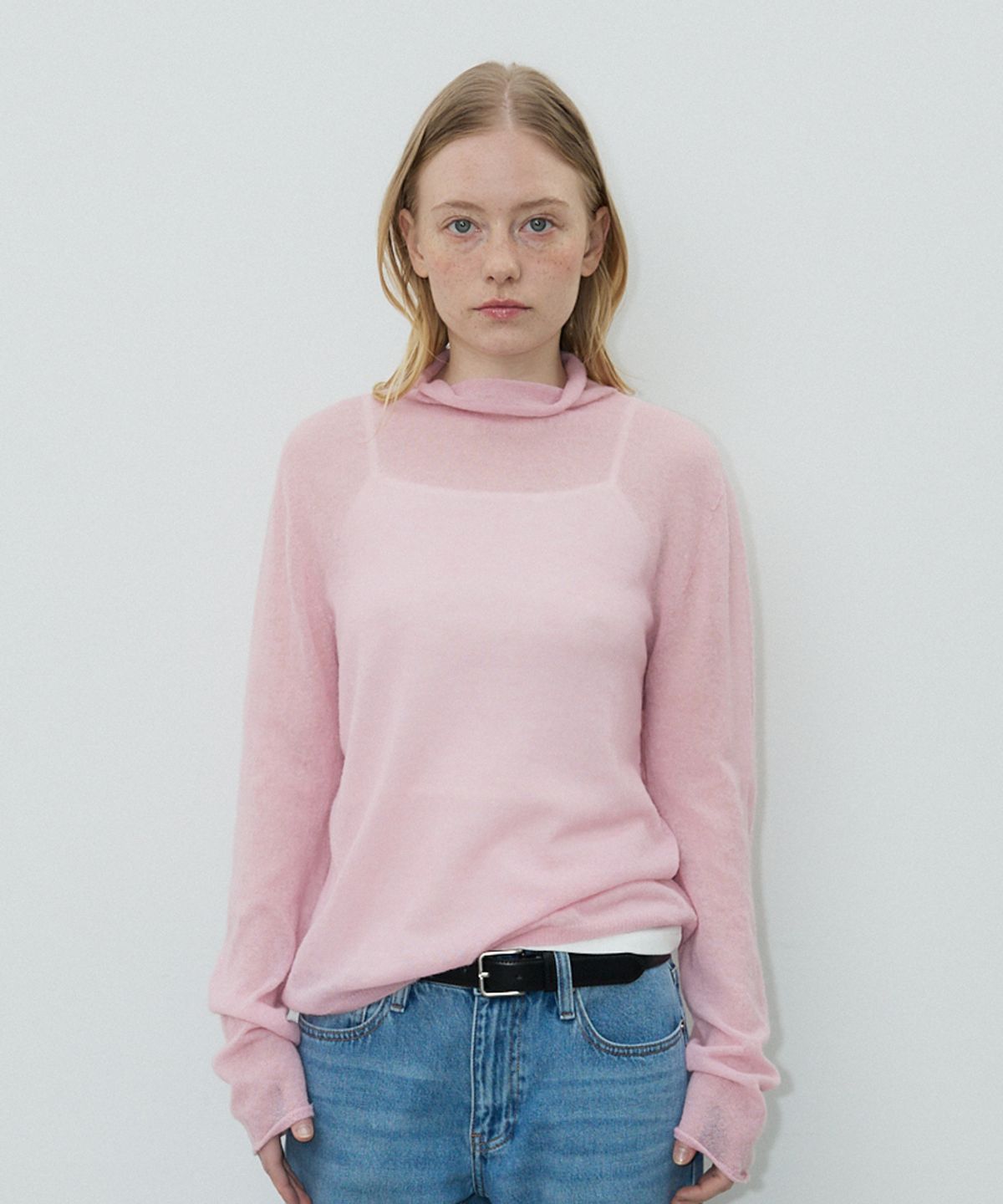 모헤(MOHAE) Whole garment wool high neck knit _ pink