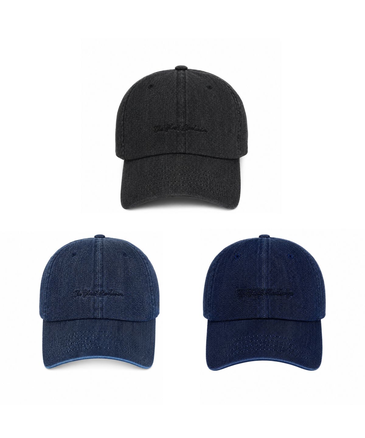 블랙리클루시브(BLACK RECLUSIVE) 필기체 데님 볼캡 3colors (BKF2UCC013)