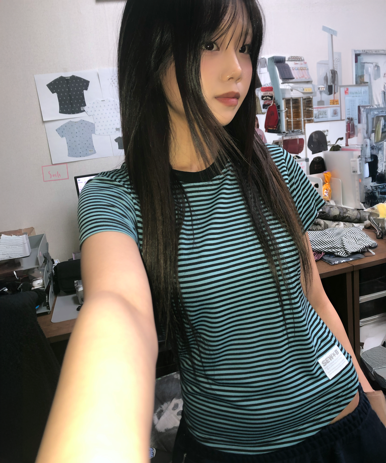 MUSINSA公式 | SEW-B ベイビーSTP セミクロップ半袖Tシャツ [ブルー]