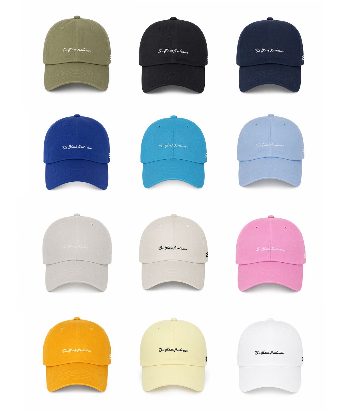 블랙리클루시브(BLACK RECLUSIVE) 필기체 면 16수 볼캡 12colors (BKF2UCC011)