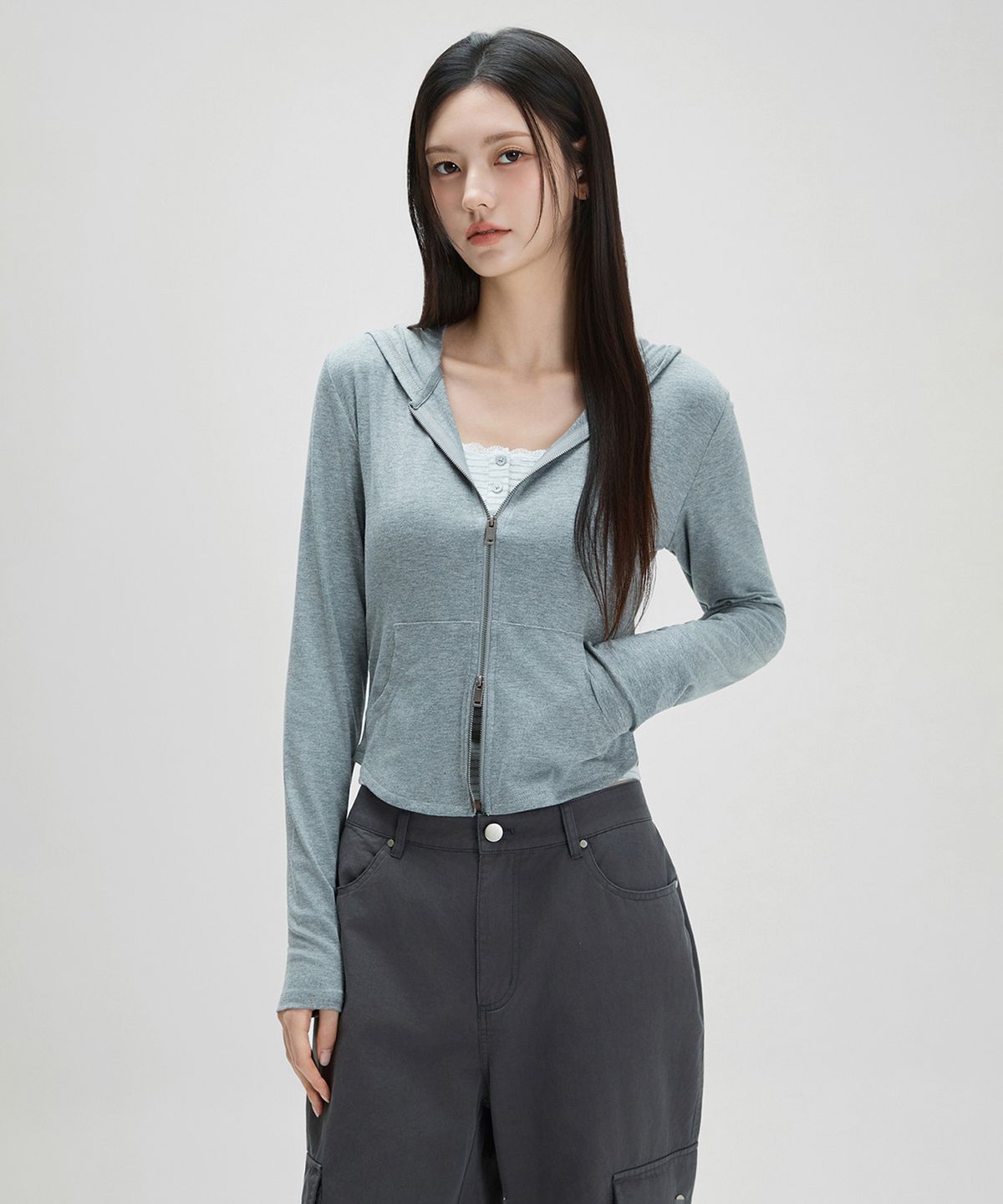 미쏘(MIXXO) 포켓 집업 티셔츠 MIWCMG90QA