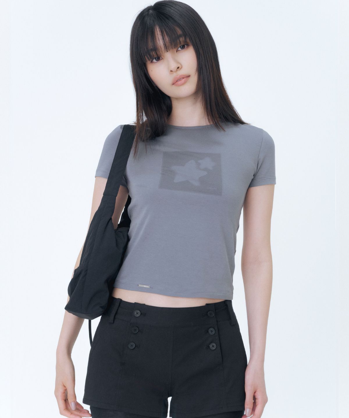미세키서울(MISEKI SEOUL) Midnight stars fitted short sleeve CHARCOAL
