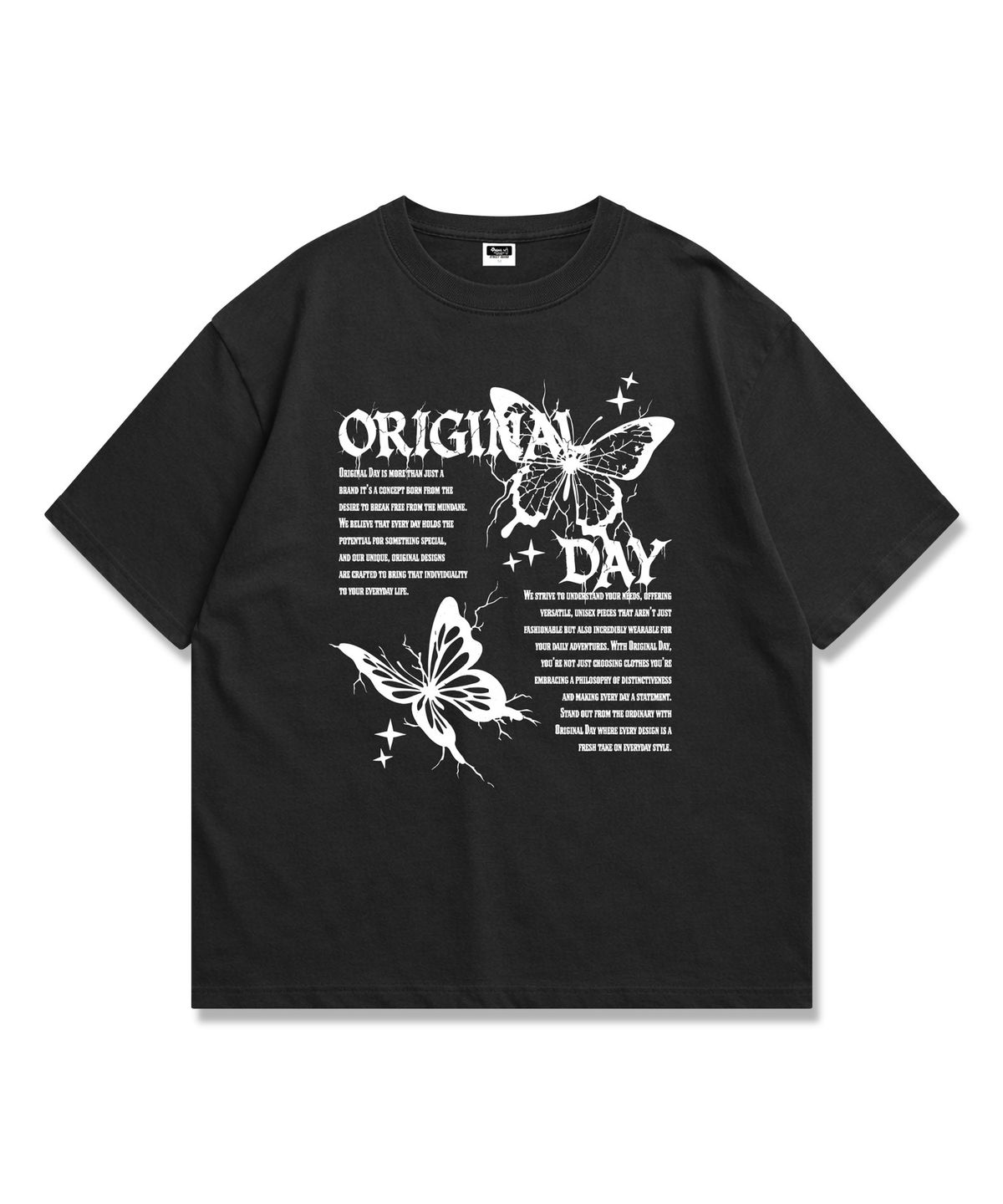 오리지널데이(ORIGINALDAY) 모노크롬 버터플 그래픽 오버핏 반팔 티셔츠 4Color