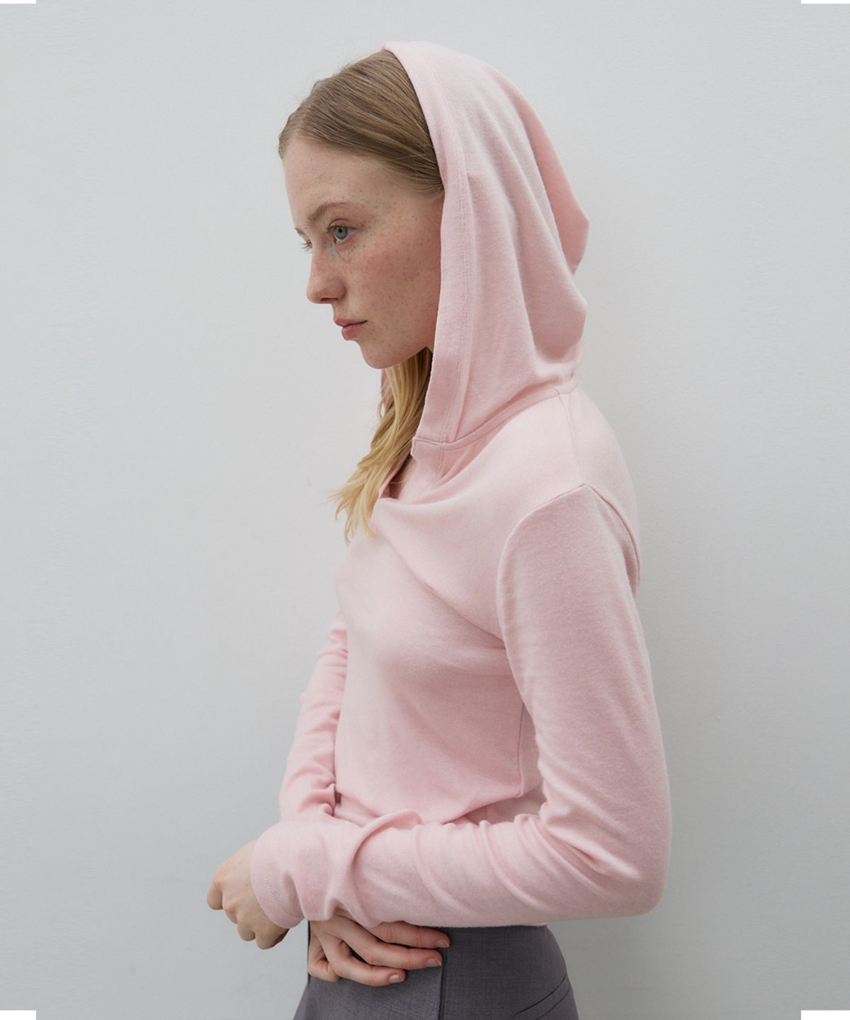 모헤(MOHAE) Soft v-neck hoodie top _ pink