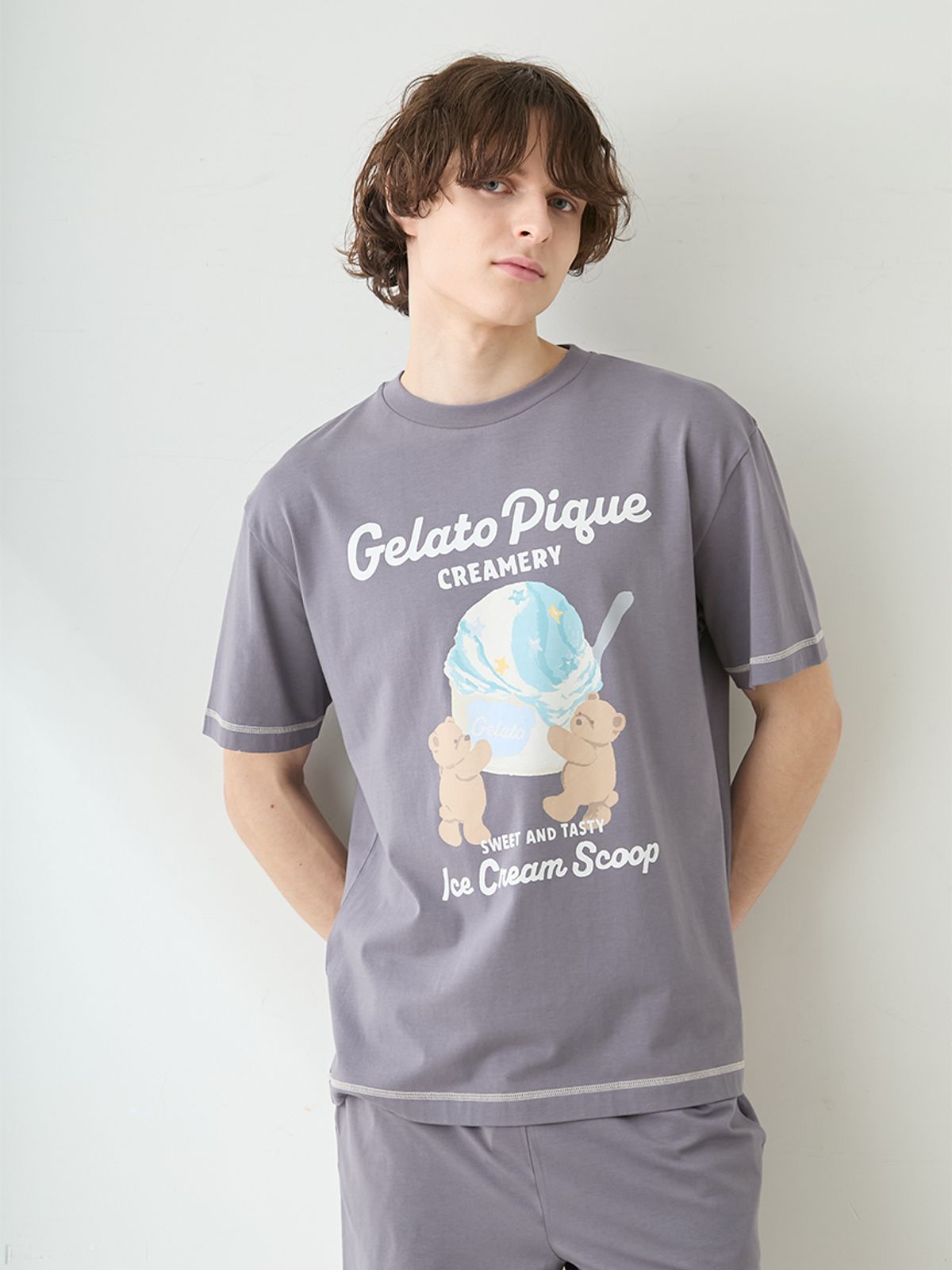 젤라또 피케(GELATO PIQUE) [HOMME] 아이스크림 곰 원 포인트 티셔츠 PMCT262950
