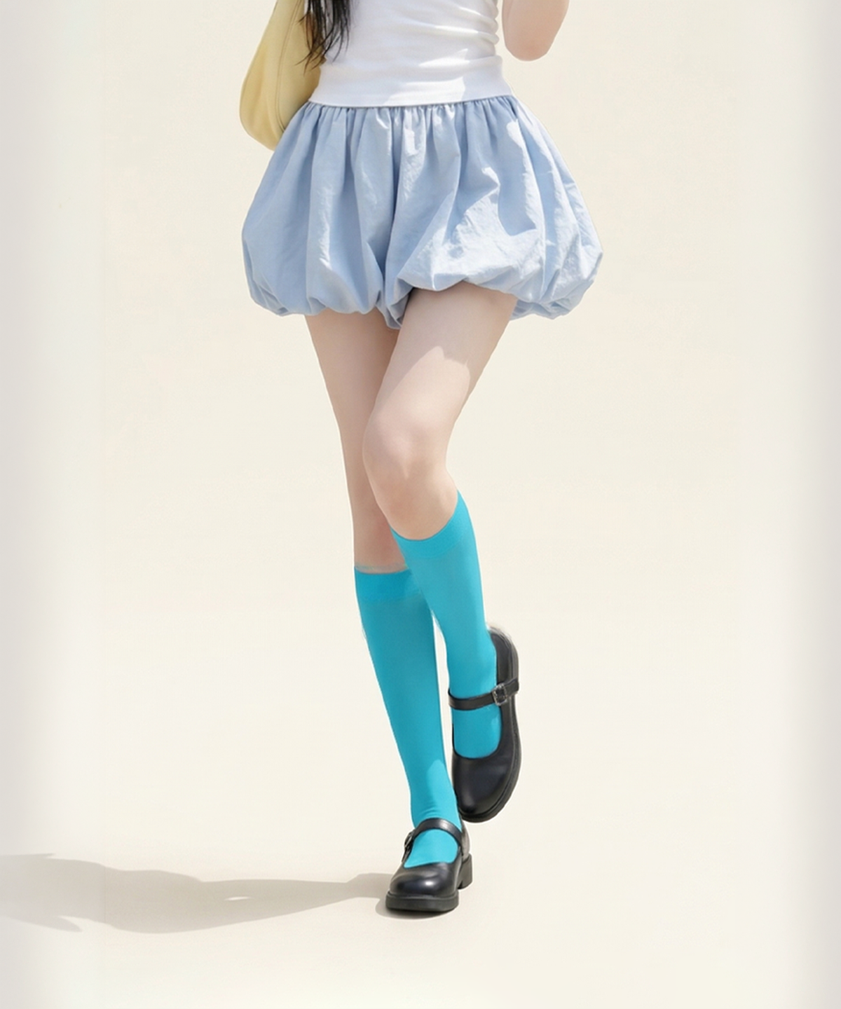 로맨틱타이거(ROMANTIC TIGER) Basic Knee Color Tights (aquablue)