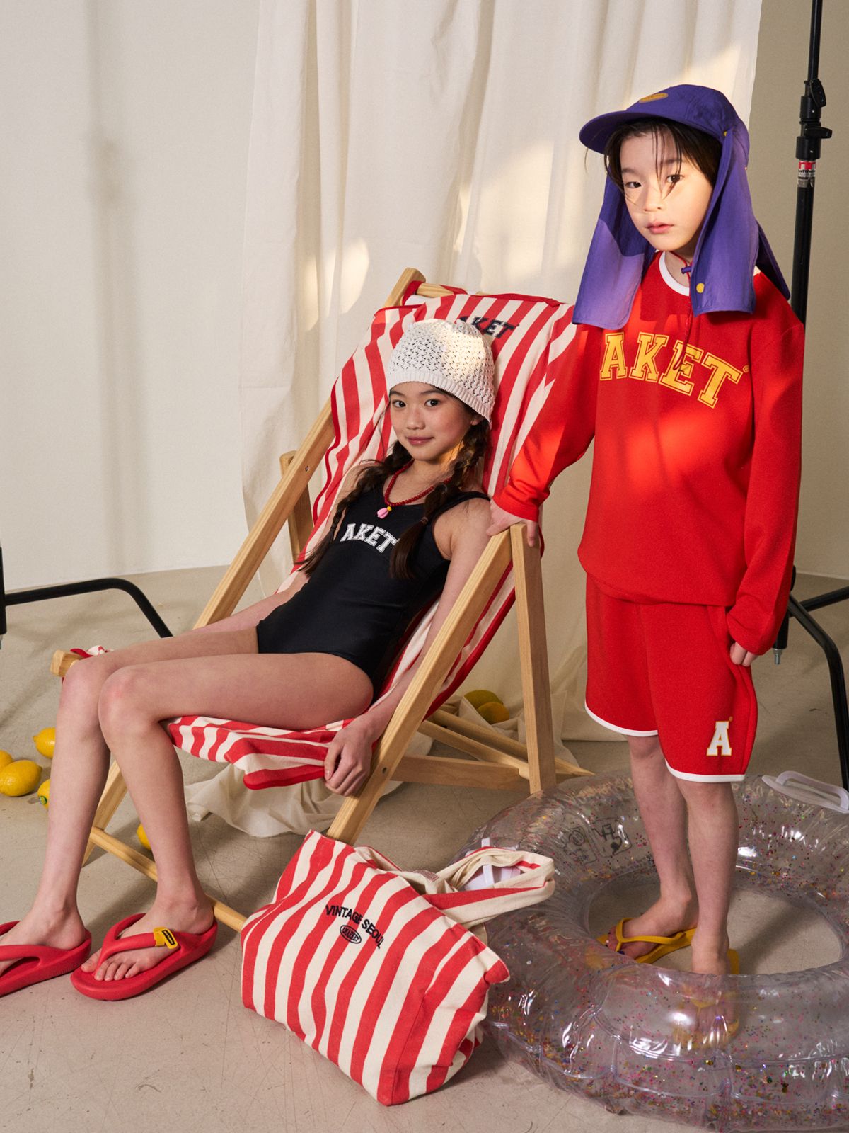 에이마켓(A-MARKET) A LOGO SWIM SHORTS_RED
