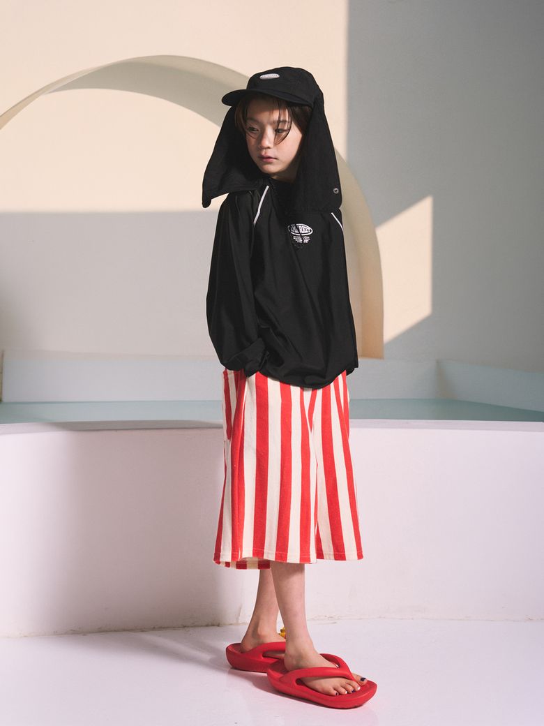 STRIPED TERRY SWEAT SHORTS_RED