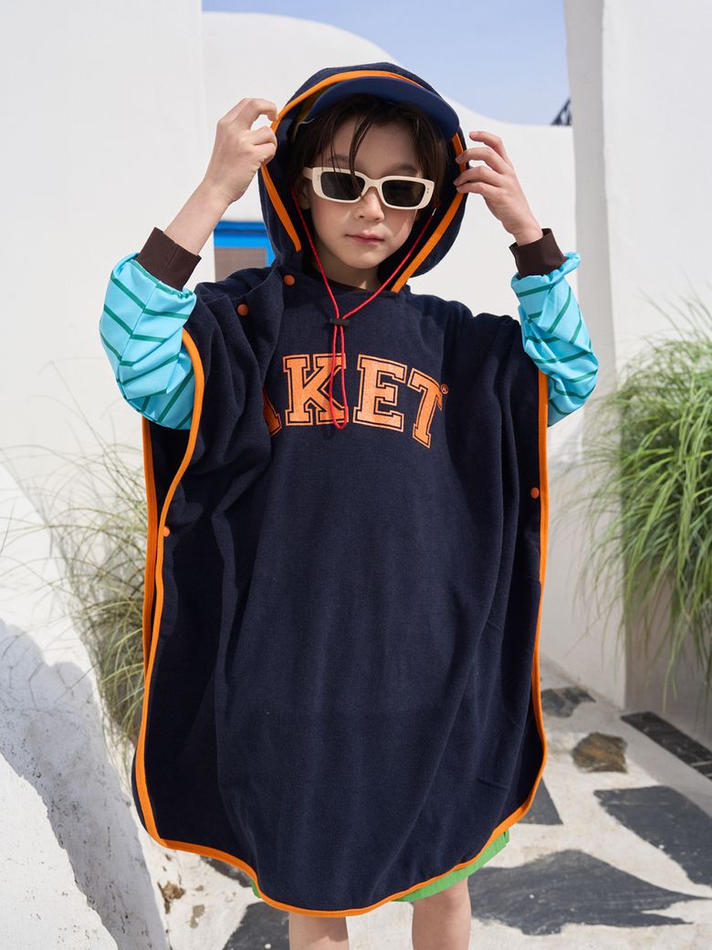 HOODED TOWEL PONCHO_NAVY