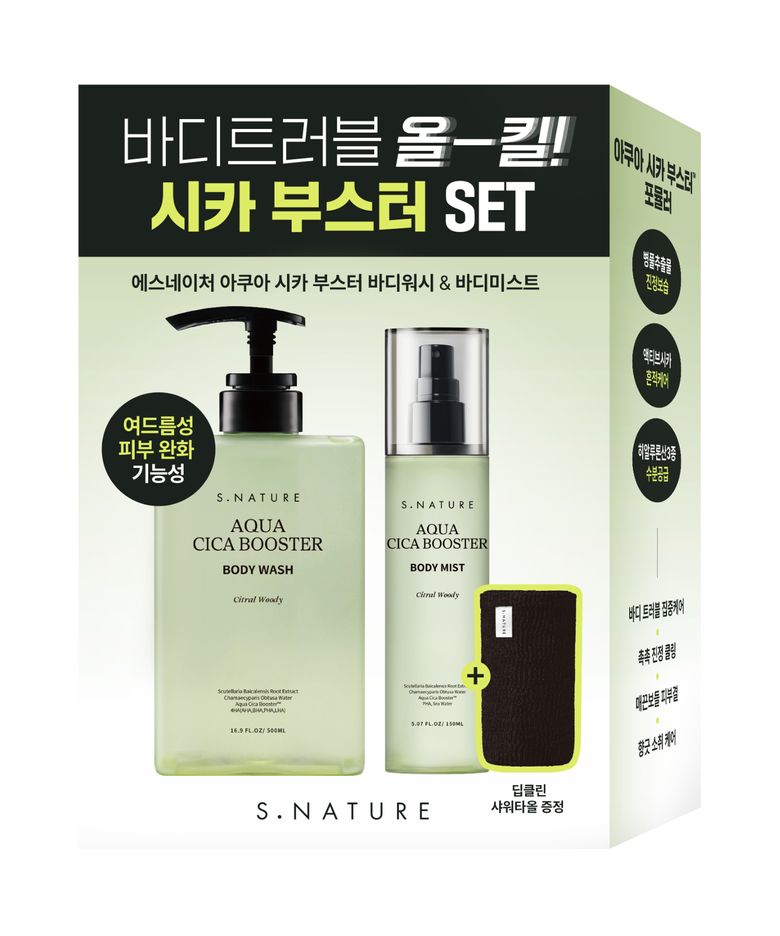 에스네이처 아쿠아 시카 부스터 바디워시&바디미스트 기획 세트(+샤워타올 증정)