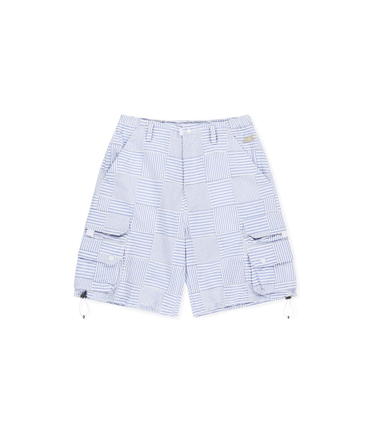썬러브투어(SUNLOVETOUR) Seersucker Patchwork Cargo Shorts Blue