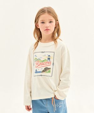 비컨 포스터 롱 슬리브 티셔츠_아이보리