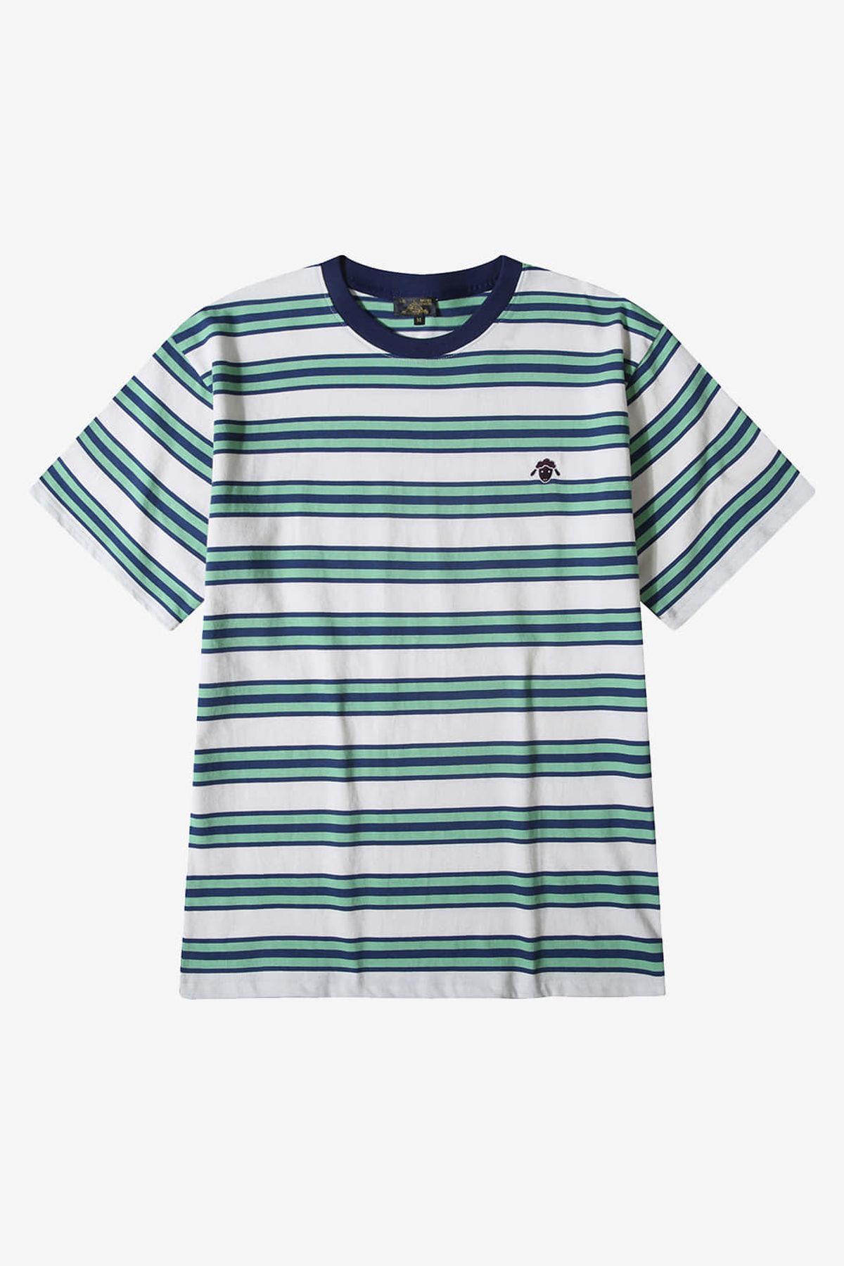 르몽생미셸(LE MONT ST MICHEL) Cotton Stripe Round Neck T-shirt_Green