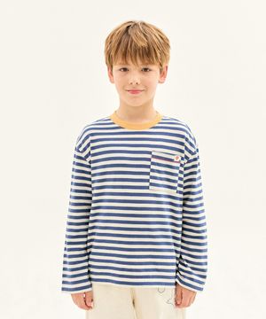 비컨 스트라이프 롱 슬리브 티셔츠_블루