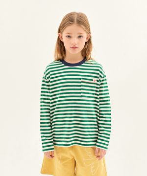 비컨 스트라이프 롱 슬리브 티셔츠_그린