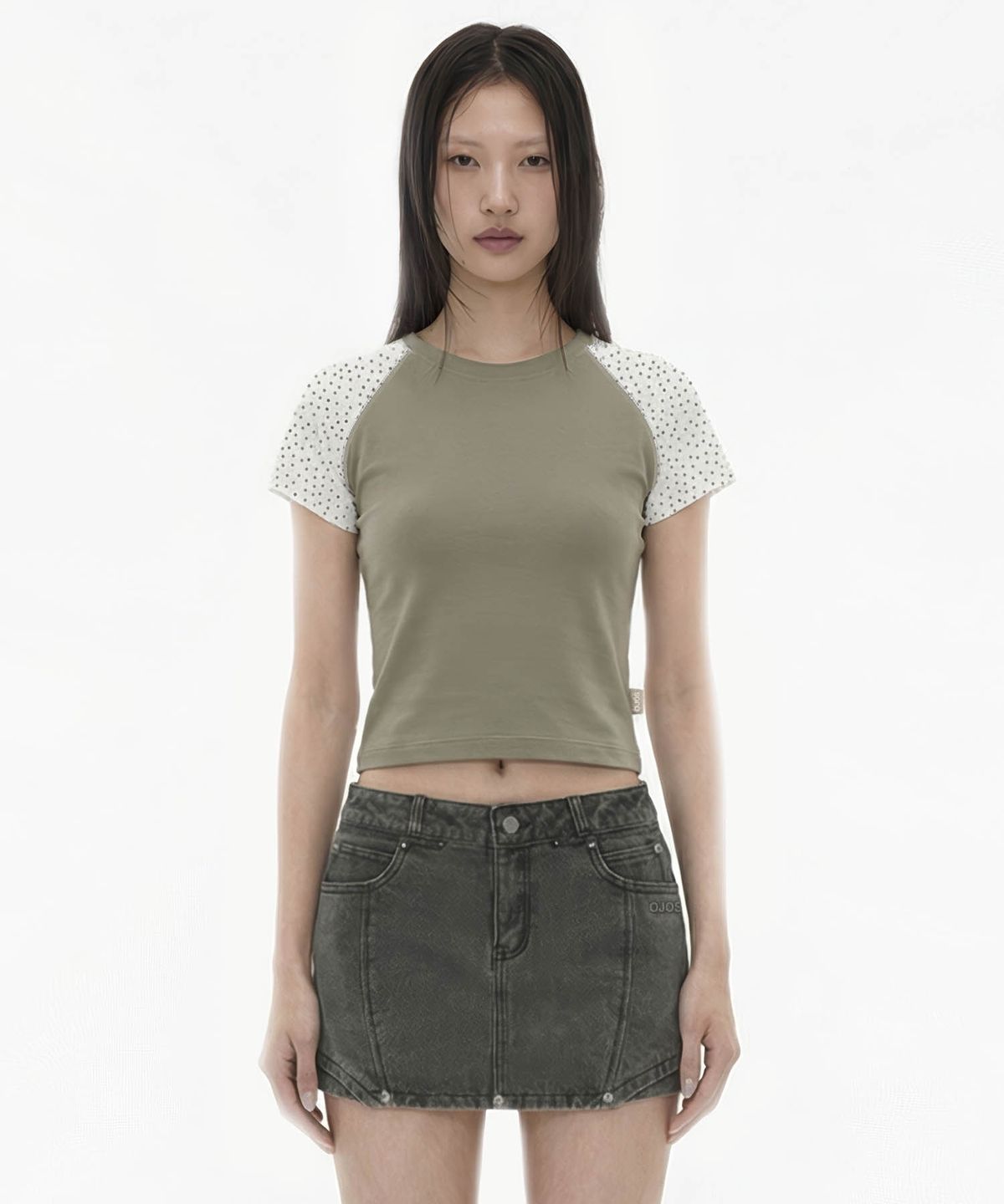 오호스(OJOS) Star raglan T-shirt / Khaki