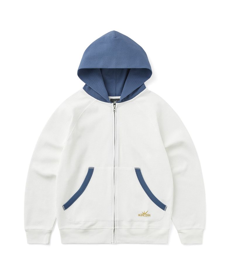 Aero Waffle Zip Up Hoodie White