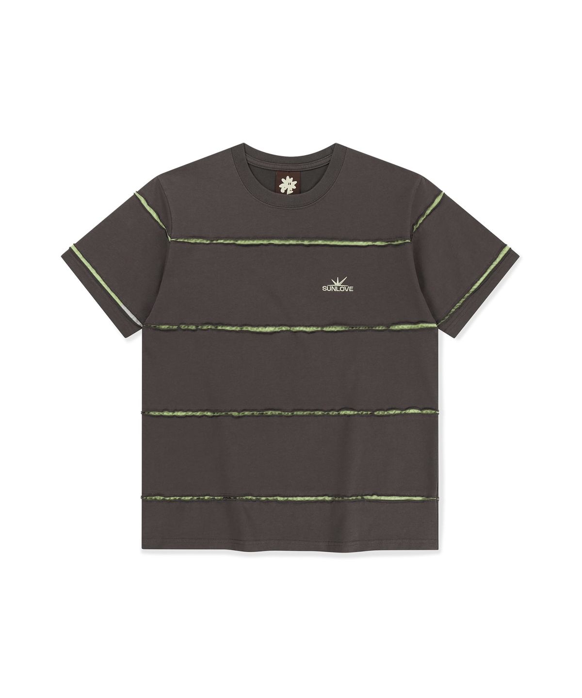 썬러브투어(SUNLOVETOUR) Raw Edge Stripe Tee Charcoal