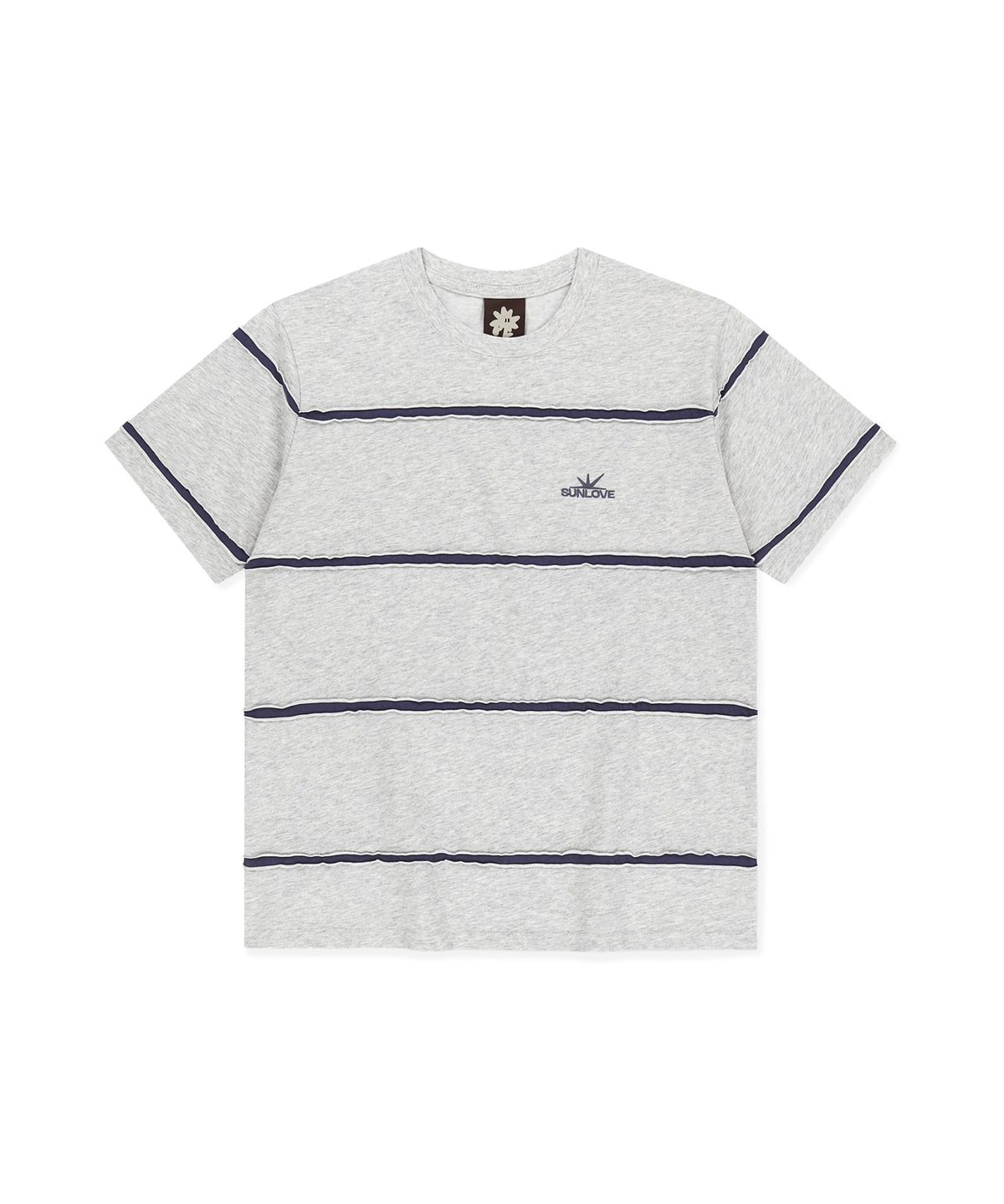 썬러브투어(SUNLOVETOUR) Raw Edge Stripe Tee Heather Grey