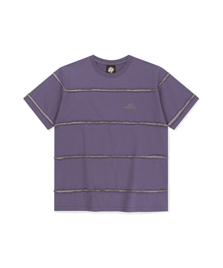 Raw Edge Stripe Tee Purple