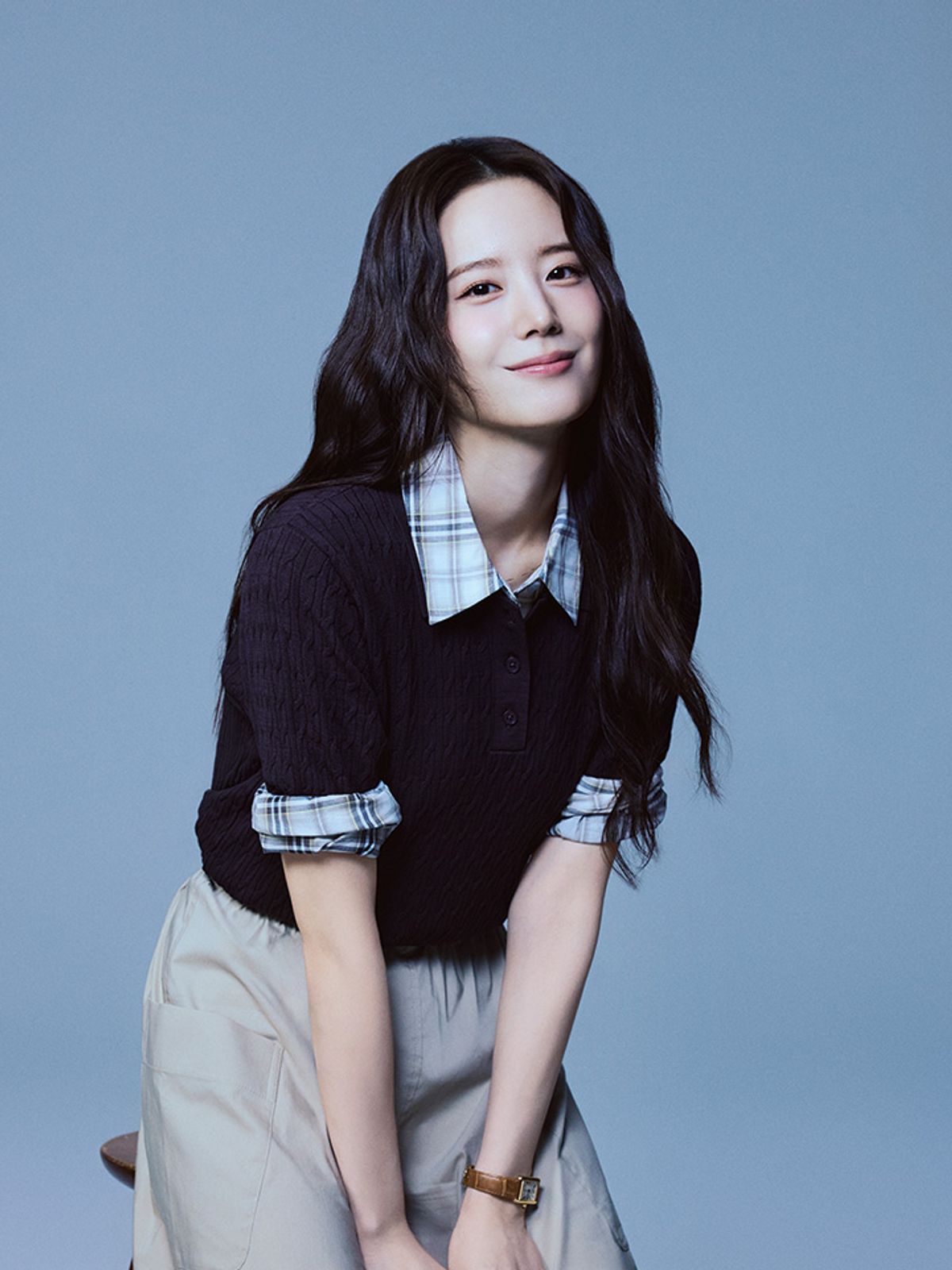 폴햄(POLHAM) 여성 케이블 카라 반팔 스웨터_PHG2ET2440
