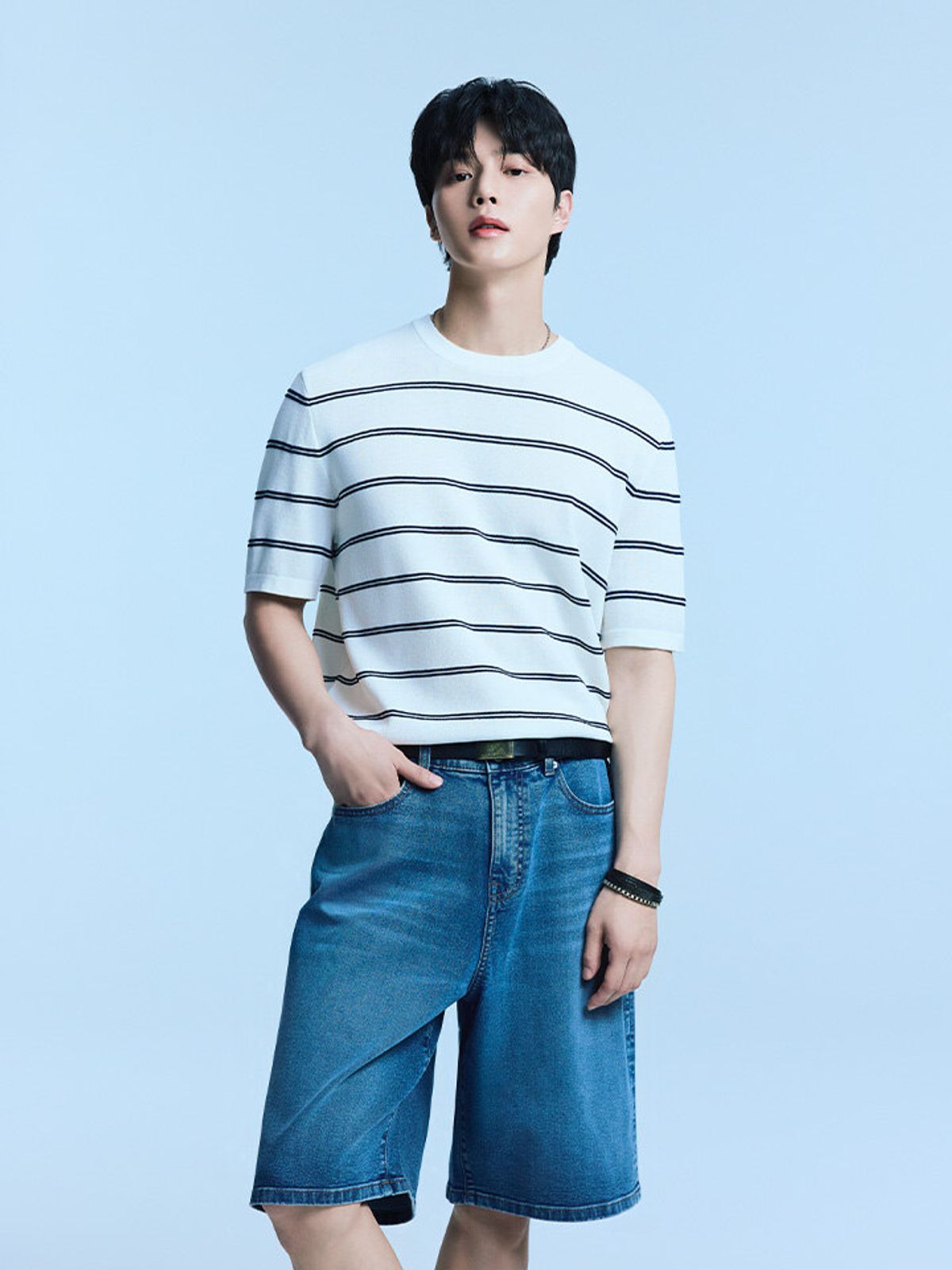 폴햄(POLHAM) 남성 쿨링 컴포트 데님 버뮤다 쇼츠_PHG2DH1052