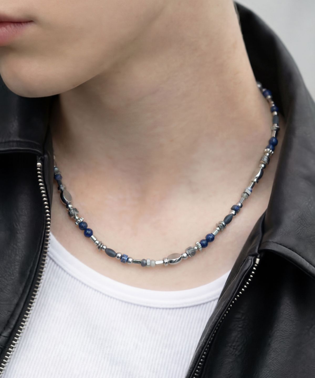 아차(ACHA) Serint s.steel & gemstone necklace _ blue