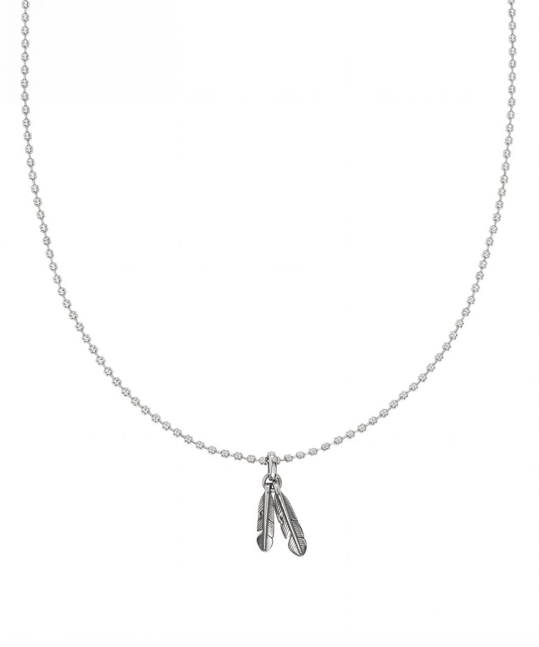 S.steel double feather pendant necklace _ silver