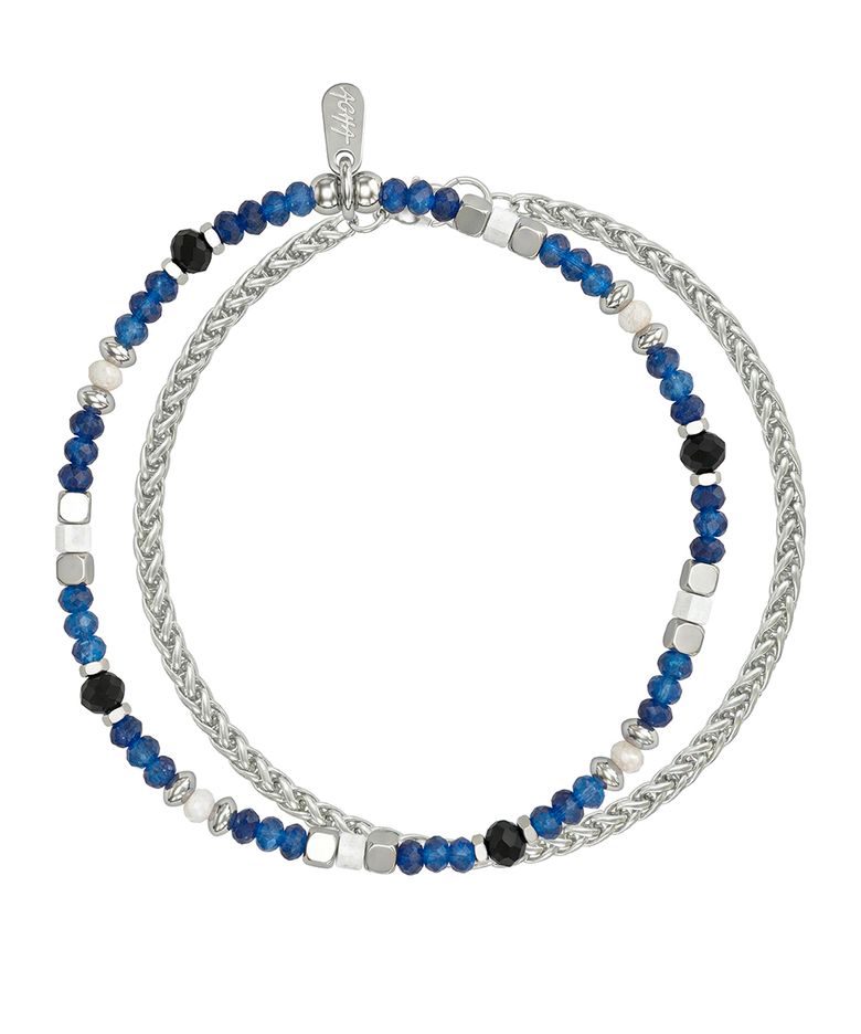 Halo layered bracelet set _ blue