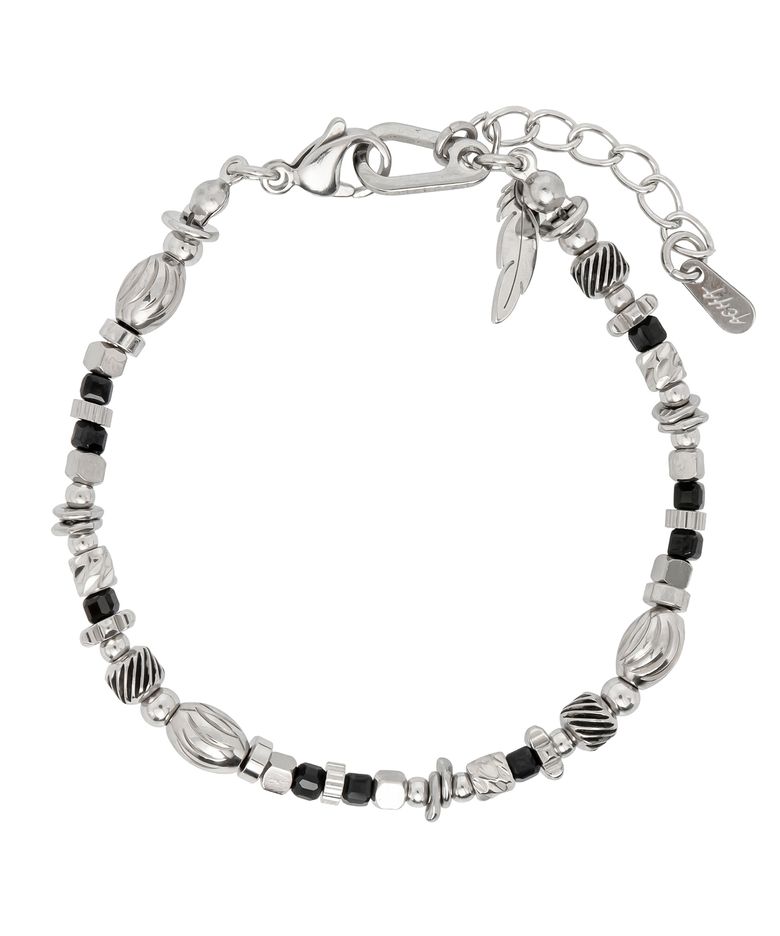 Karint stainless steel & beaded bracelet _ black